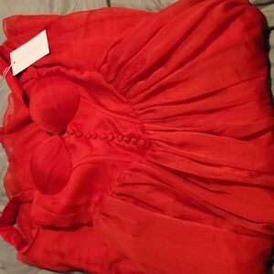 🔥 Adeirlina Scarlet Red Maxi Dress • Size S • NWT Statement Piece